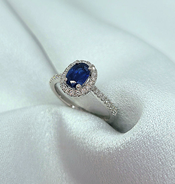 14kt. White Gold Sapphire and Diamond Ring