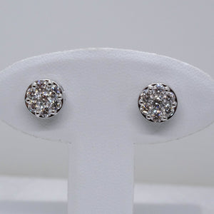 14kt. White Gold Diamond Cluster Stud Earrings