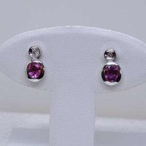 14kt. White Gold Pink Tourmaline and Diamond Earrings