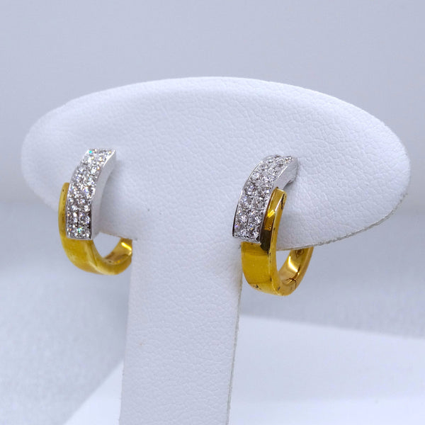18kt. Yellow and White Gold Diamond Hinged Hoop Earrings