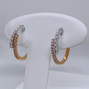 18kt. White and Rose Gold Diamond Hinged Hoop Earrings
