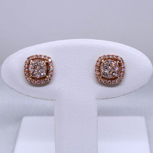 10kt. Rose Gold Diamond Cluster with Halo Earrings