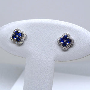 18kt. White Gold Blue Sapphire and Diamond Stud Earrings