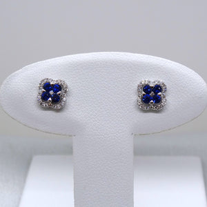 18kt. White Gold Blue Sapphire and Diamond Stud Earrings