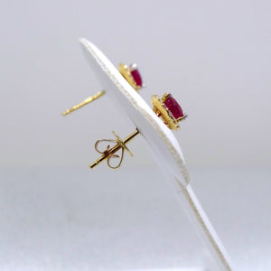 14kt. Yellow Gold Ruby and Diamond Earrings