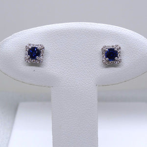 18kt. White Gold Sapphire and Diamond Stud Earrings