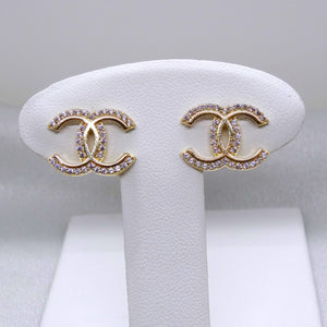 10kt. Yellow Gold Chanel Earrings with Cubic Zirconia
