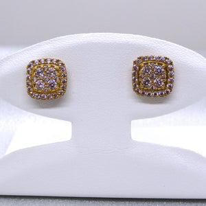 10kt. Yellow Gold Cubic Zirconia Cluster Cushion Setting Stud Earrings