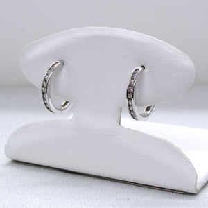 18kt. White Gold Cubic Zirconia Hinged Hoop Earrings