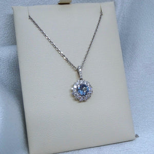 18kt. White Gold Diamond and Aquamarine Pendant