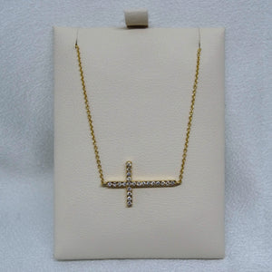 14kt. Yellow Gold Diamond Sideways Cross Necklace