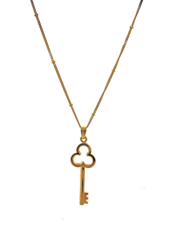 18kt solid yellow gold key pendant & 18kt yellow gold chain
