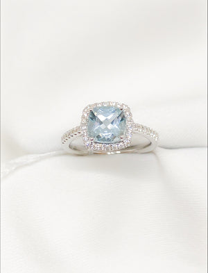 18kt White Gold Diamond & 1.46 ct. Aquamarine Ring