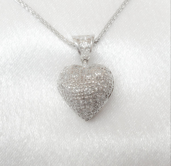 14kt. Diamond Puffed Heart Pendant