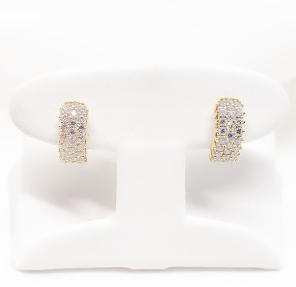 18kt. Prong Set Cubic Zirconia Hoop Earrings
