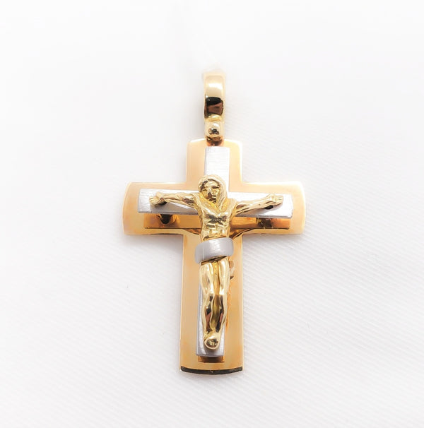18kt. Two Tone 3D Crucifix