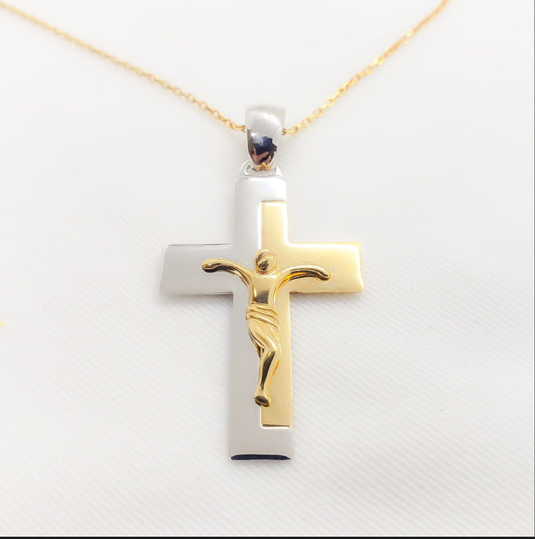 18kt. Two Tone Modern Style Cross