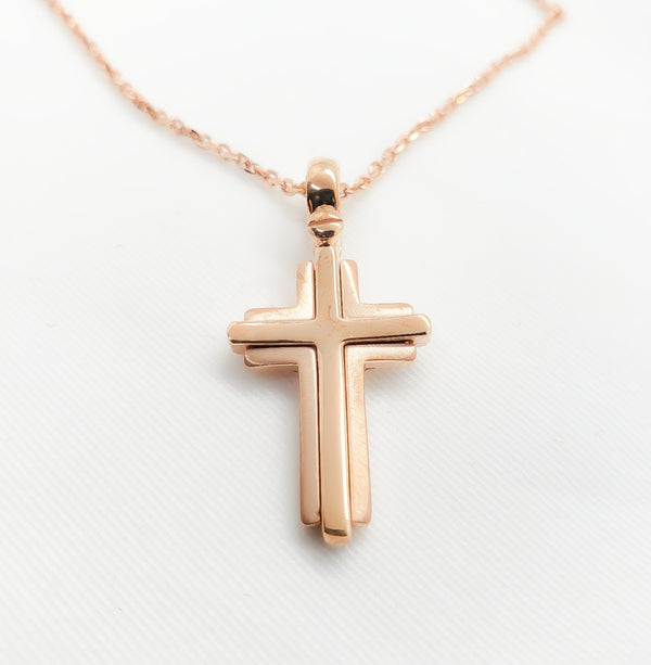 18kt. Rose Gold Matt Border Cross
