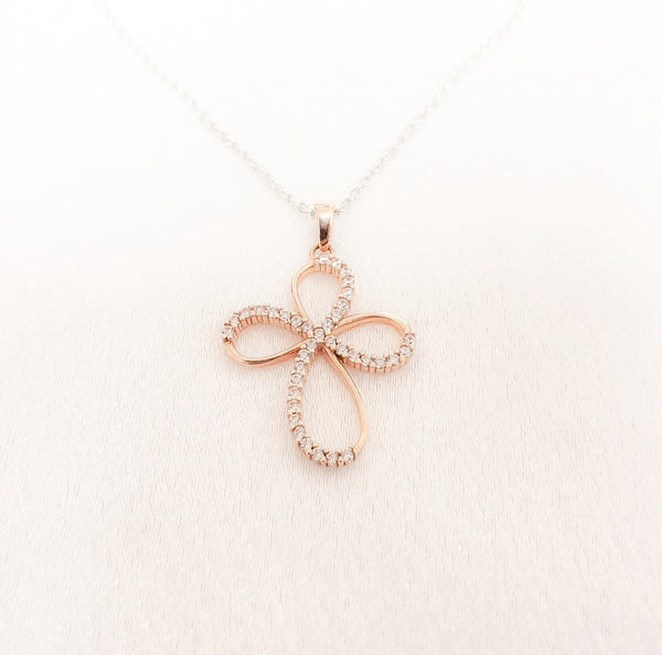18kt. Rose Gold Cubic Zirconia Cross