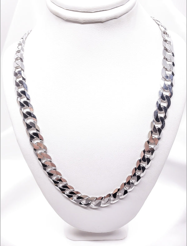 Men's 5 mm Silver Curved Link Chain 22 Inches