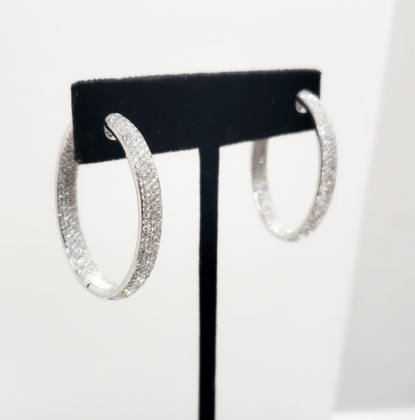 18kt. Pave Full View Diamond Hoops