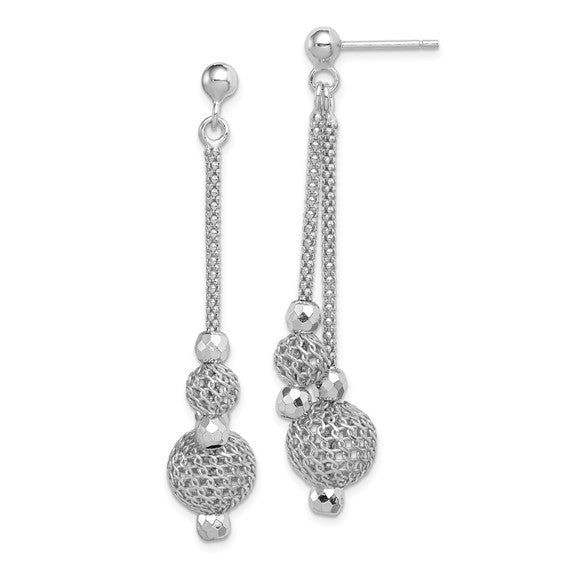 Sterling Silver Beaded Dangle Post Earrings