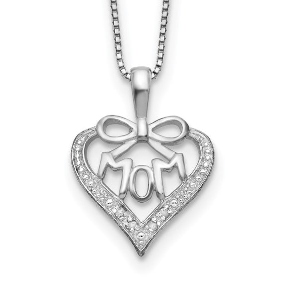 Sterling Silver & Diamond Mom Necklace