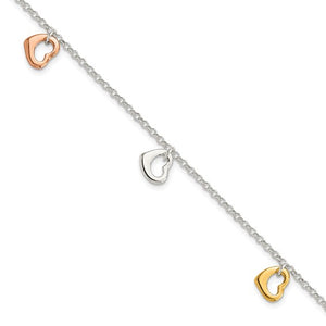 Sterling Silver Gold-plated Heart Bracelet