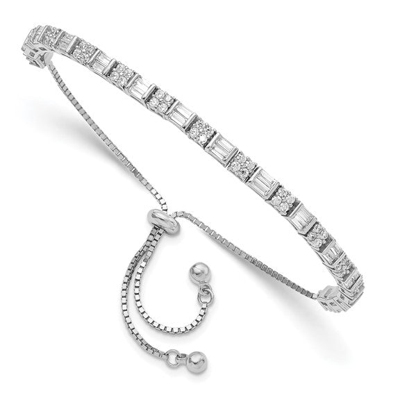 Sterling Silver Cubic Zirconia Adjustable Bracelet
