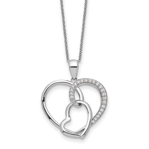 Sterling Silver Cubic Zirconia Together In Love Necklace