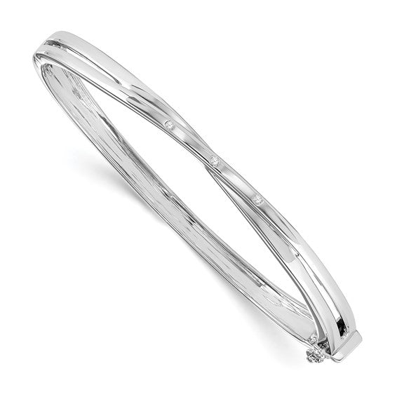 Sterling Silver & Diamond Crossover Bangle