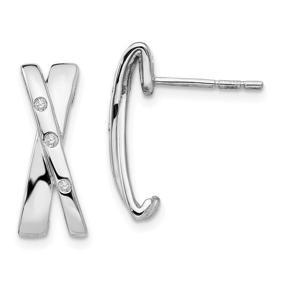 Sterling Silver & Diamond Crossover Post Earrings