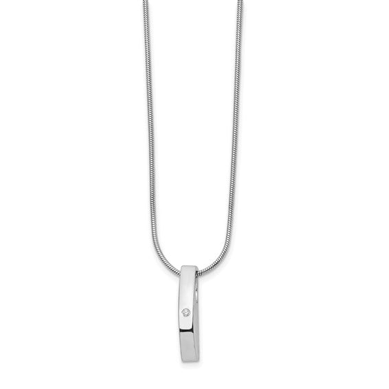 Sterling Silver and Single Diamond Pendant and Chain Necklace