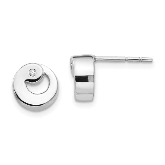 Sterling Silver & Diamond Open Centre Post Earrings