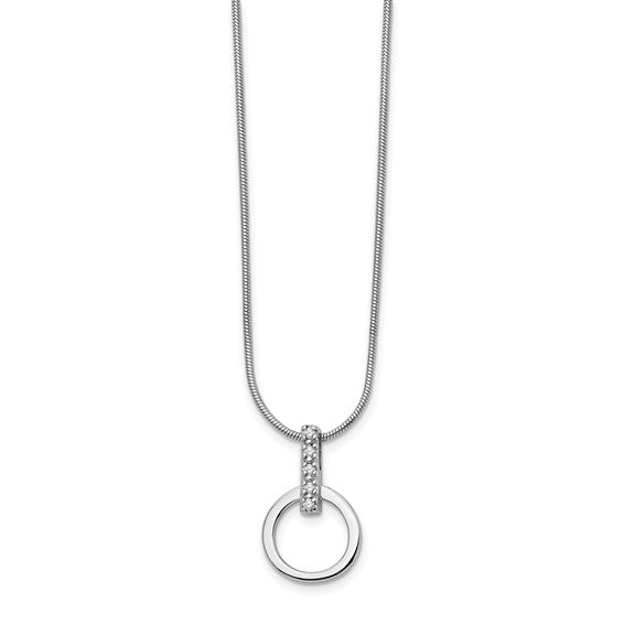Sterling Silver & Diamond Circle and Bar Pendant Necklace
