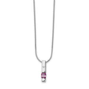 Sterling Silver Diamond & Pink Tourmaline Necklace