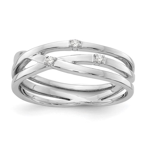 Sterling Silver and Diamonds Twisted Ring