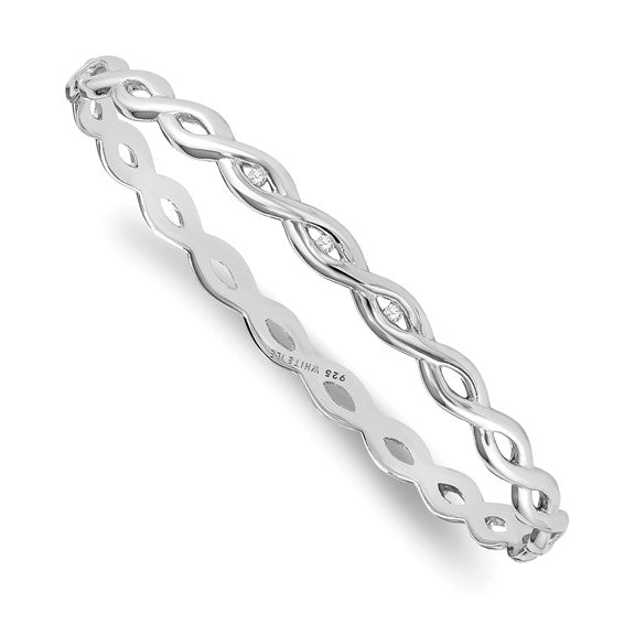 Sterling Silver & Diamond Twist Bangle