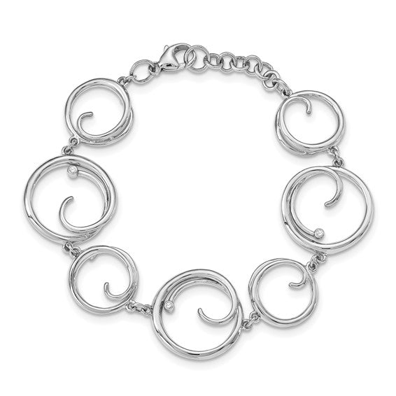 Sterling Silver & Diamond Swirl Circle Bracelet