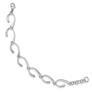 Sterling Silver & Diamond Hook Shaped Bracelet