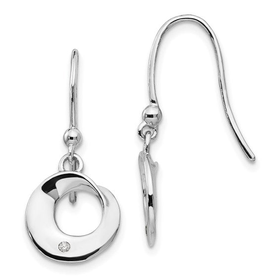 Sterling Silver & Diamond Thick Swirl Dangle Earrings