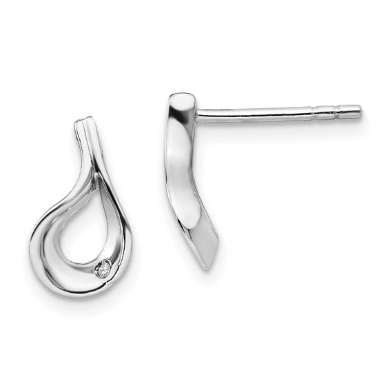 Sterling Silver & Diamond Post Earrings
