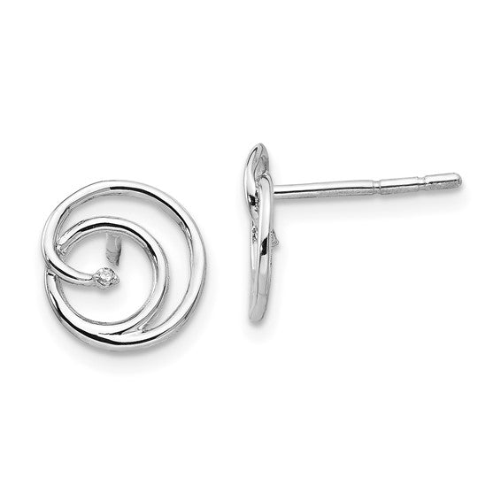Sterling Silver & Diamond Swirl Post Earrings