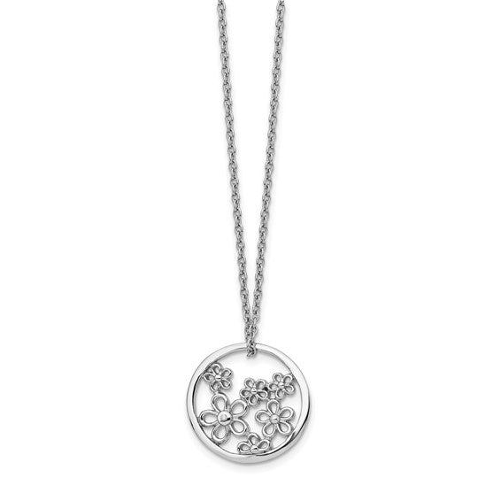 Sterling Silver & Diamond Flower Necklace