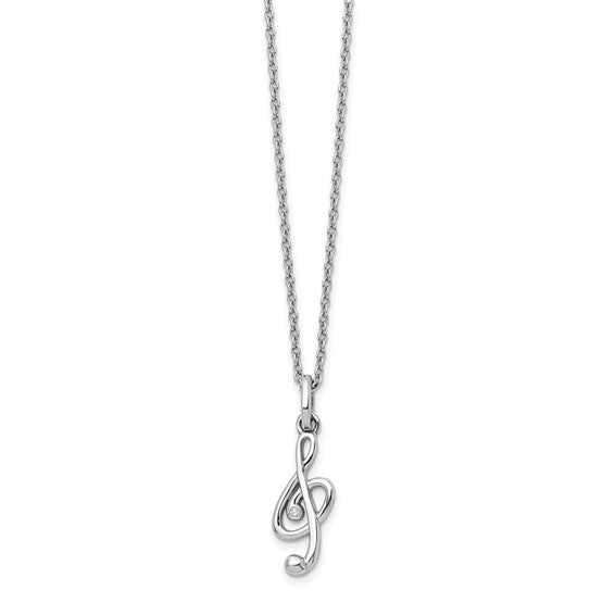 Sterling Silver & Diamond Musical Necklace