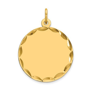 14kt Yellow Gold Etched .018 Gauge Engravable Round Disc Charm