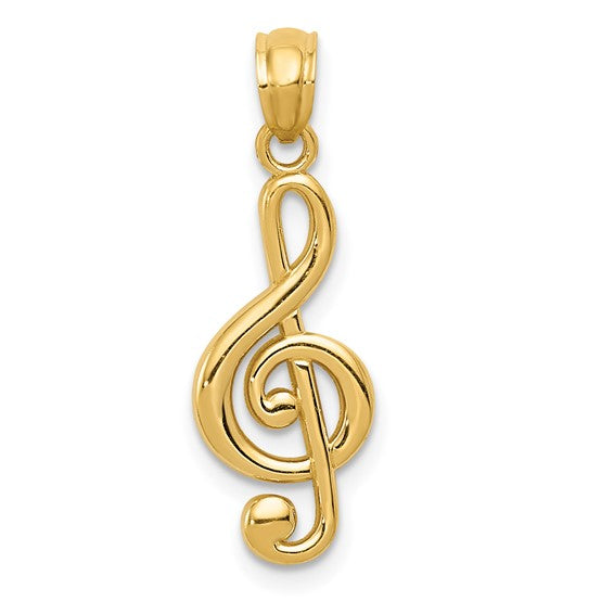 14kt Gold Polished Treble Clef Pendant