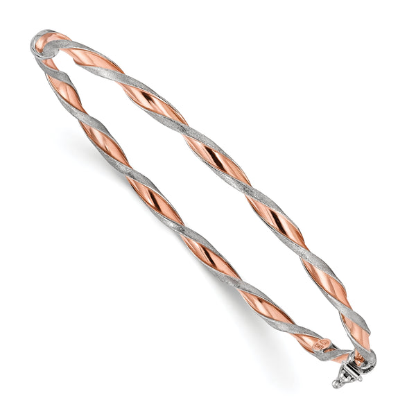 Tone Satin And Polished Twisted Bangle