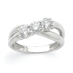 14k White Gold VS Diamond Three Stone Ring
