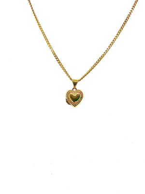 14kt Yellow Gold Heart Locket Pendant & Chain
